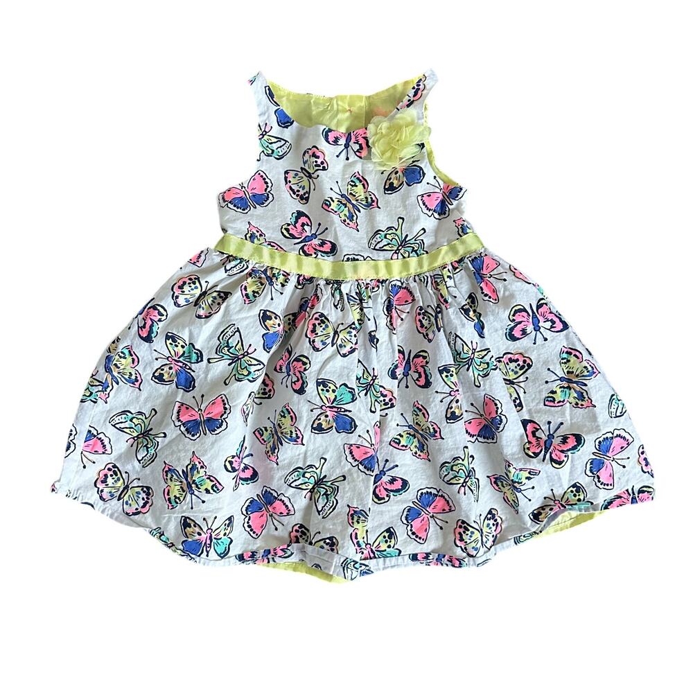 Girls Cherokee Yellow Butterfly Colorful Dress Size 2T